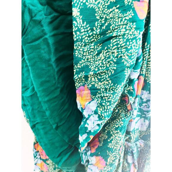 Free People Womens Endless Summer Picnic Printed Smocked Mini Dress Green Floral - Picture 8 of 11